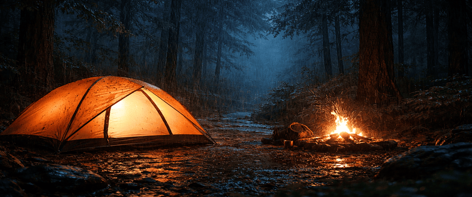 slider_4 tent rain camping night