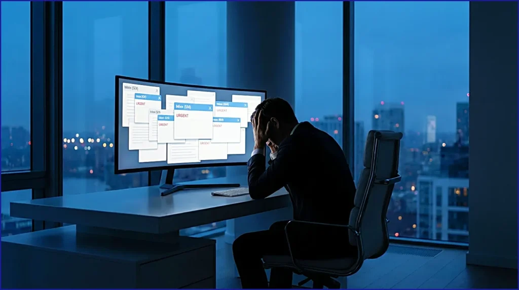 calmsori_Silhouette of a stressed- executive holding their head in their -hands