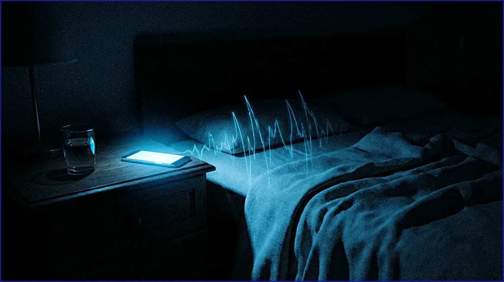 calmsori_cold blue light and thin, jagged s-ound -waves. Insomnia concept