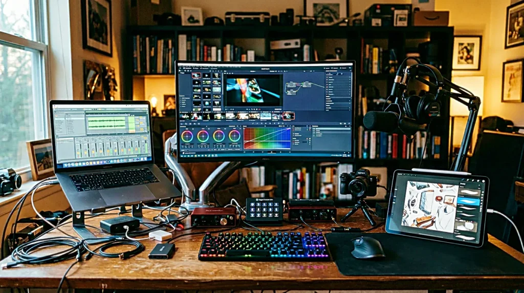 Minimal desk setup for quietly planning a solo creator budget and tool expenses