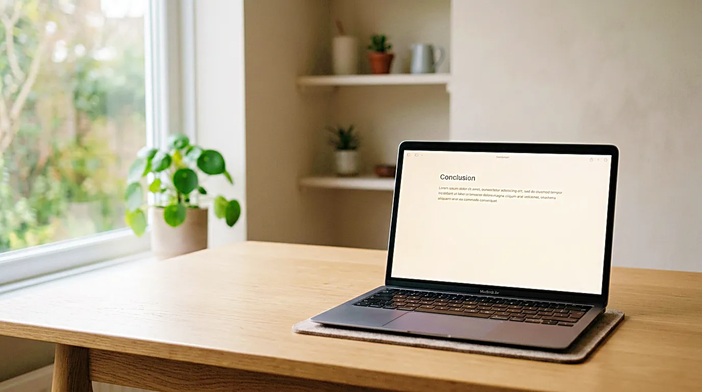 Minimal home desk setup with a monitor, keyboard, lamp, and quiet workspace for deep focus