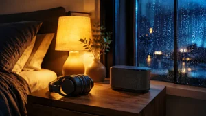 calmsori_headphones-vs-speakers-rain-sounds-sleep-bedroom