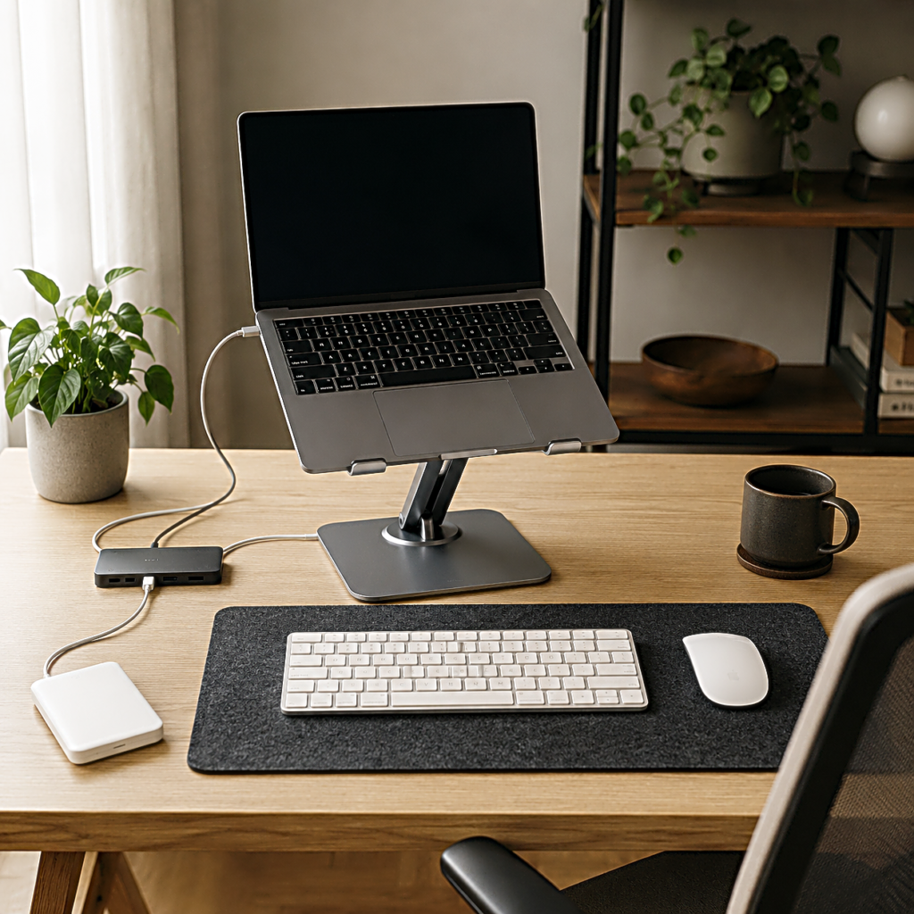 calmsori_Adjustable Laptop Stand, Check How You Type Before Raising the Screen